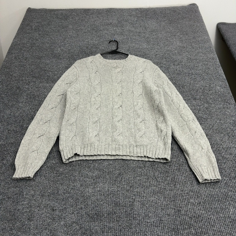 Vintage Abercrombie & Fitch Sweater Mens XL Gray Lambswool Cotton Cable Knit